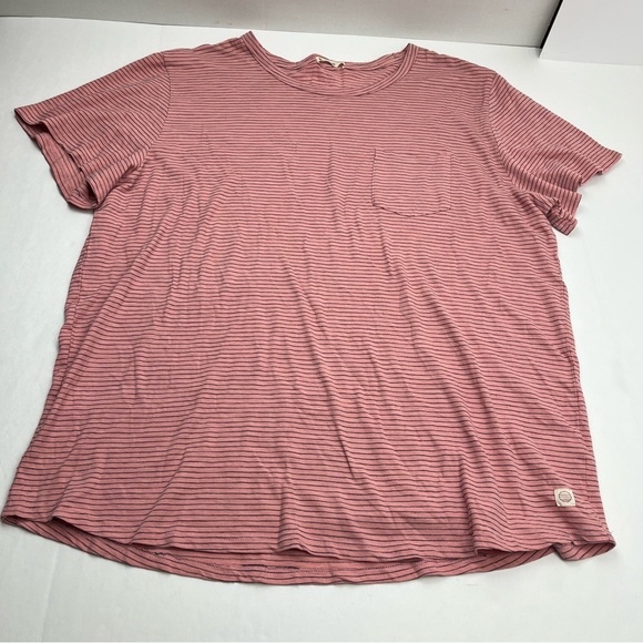 Marine Layer Other - Marine Layer Pink Black Pinstripe‎ Pocket Short Sleeve Shirt Mens XXL *TINY FLAW